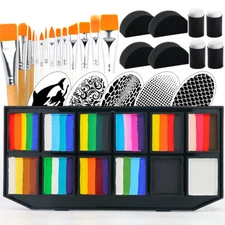 Bowitzki Professional Face Painting Kit For Artist With Pro Face Paint Brushes