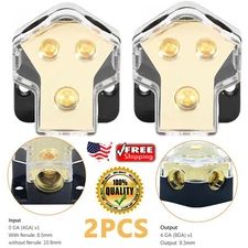 12V Power Distribution Block Car Audio Amp Splitter 2 Way 0/2/4 Gauge in 4/6/8G