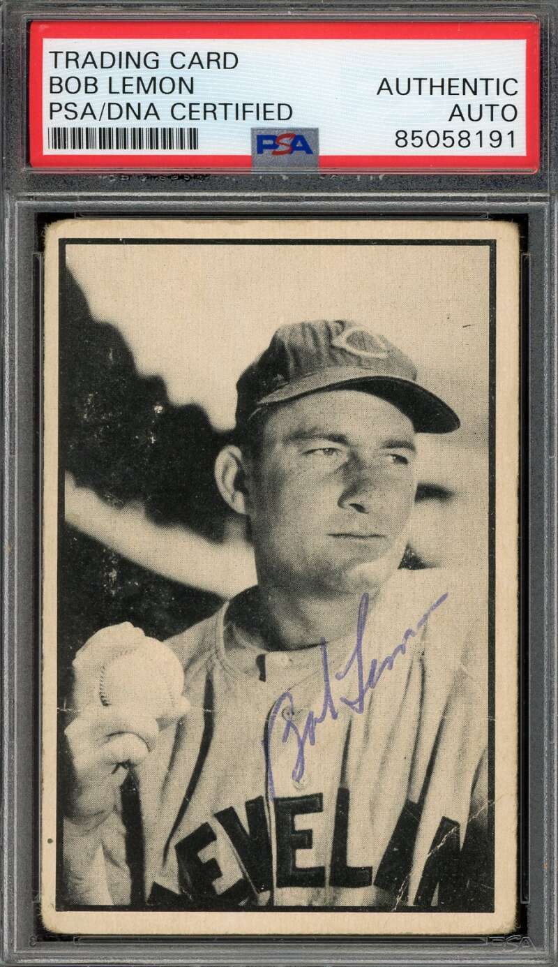 Bob Lemon PSA DNA Vintage Signed 1953 Bowman Black White Autograph