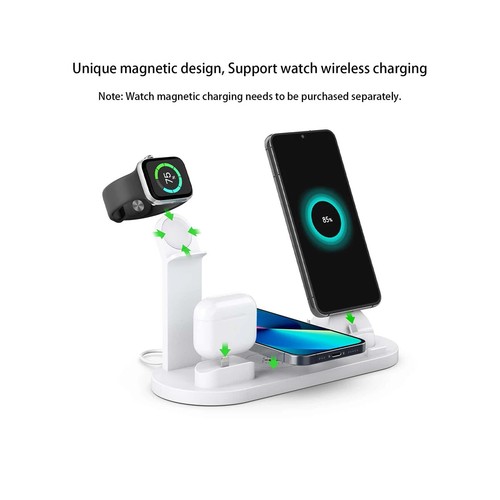 5In1 Wireless Fast Charger Dock Stand Pad For Apple iPhone 15 14 13 12 11 X - Photo 3 sur 8