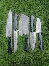 Custom Handmade HAND FORGED DAMASCUS STEEL CHEF KNIFE Set Kitchen Knives