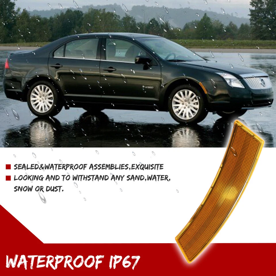 Carcasas de luces de señalización laterales de parachoques delantero ámbar para Mercury Milan 2010 2011 2012 Foto 4 de 4