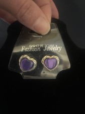 fashion earrings heart purple stone