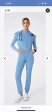 FIGS Rafaela Cargo ScrubJumpsuit Ceil Blue Size Medium Jogger Nurse Uniform