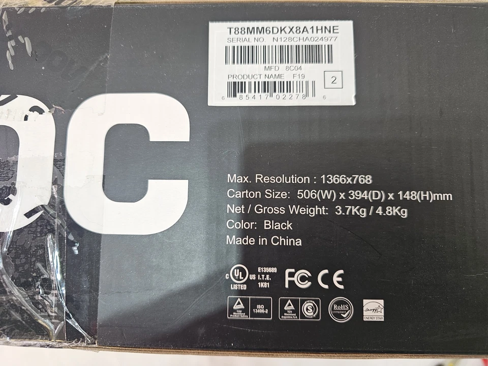 AOC F19 18.5" LCD Monitor 1366x768 - NEW - Image 4 of 4