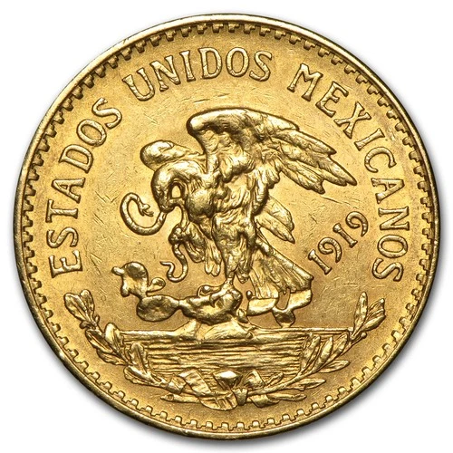Photo of a 1919 Mexico 20 Pesos Gold from an eBay listing that sold on May 13, 2026