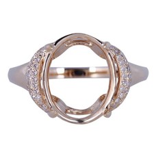 13x10mm Oval Semi Mount Ring 925 Sterling Silver Rose Gold Solitaire Halo Ring