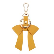 PU Leather Bow Keychain Cute Bow Key Ring for Women Yellow 