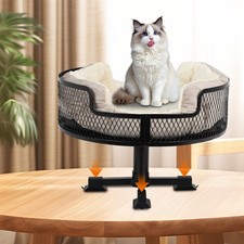 Cat Desk Bed, Metal Mesh Design Raised Cat Bed with Rubber Absorbent Feet