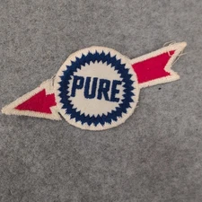 Vintage Pure Oil Co. Emblem Patch Sew On Red Blue White 4"
