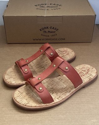 Kork-Ease Basel T- Strap Leather Sandals | Womens Size 10 | Dark Orange