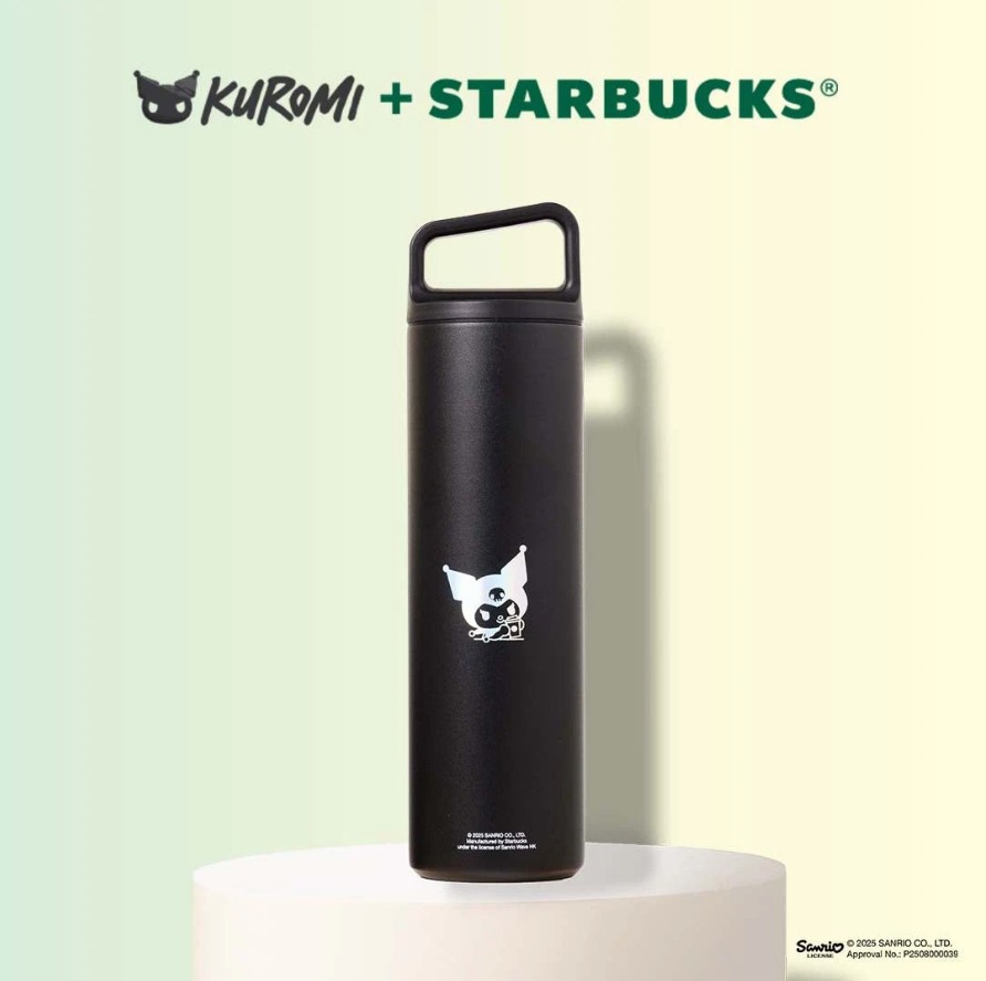 STARBUCKS + KUROMI ステンレス水筒 (Starbucks チャーム付ステンレスタンブラー 香港スタバ☆KUROMI 弁当箱・水筒