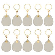 10pcs Leather Keychain,45mm Sublimation Keychain Blanks,Water Drop,Grey