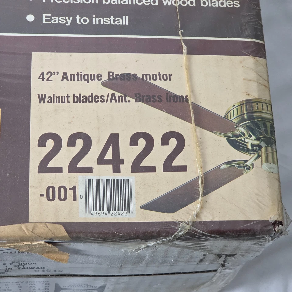 Vintage 1987 Hunter Original 42" Low Profile Ceiling Fan Antique Brass #22422 - Image 2 of 4