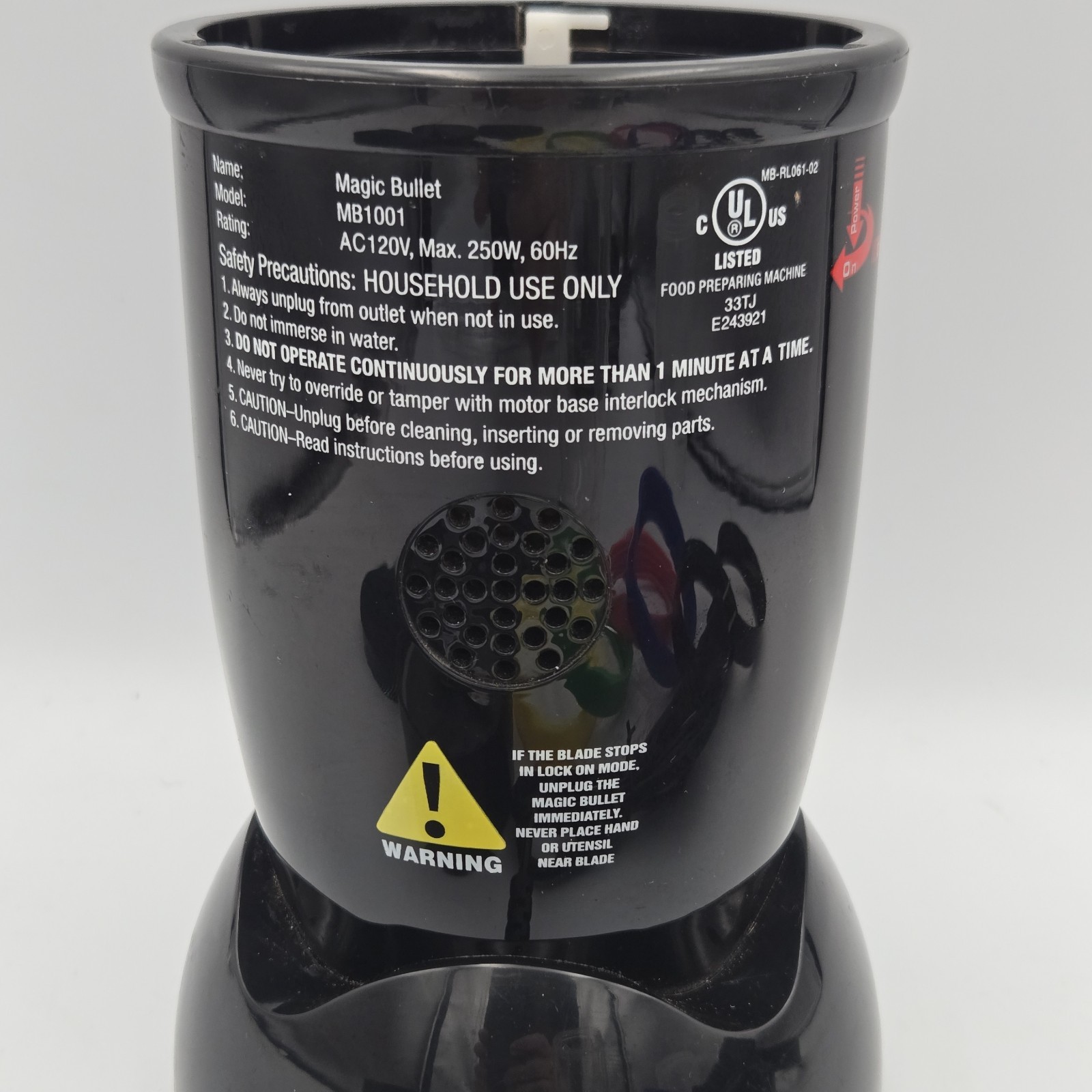 Magic Bullet Mini Blender Model MB1001 - Black w/ Accessories - Tested & Working