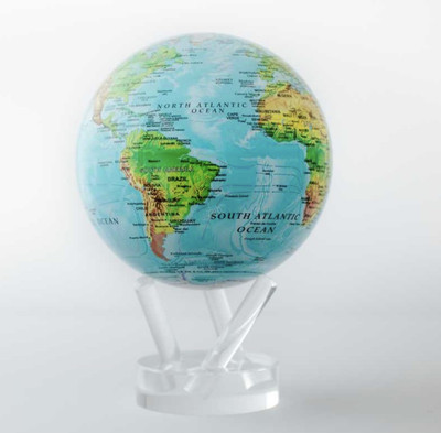Blue Relief Map World 4.5 Inch MOVA Globe Solar Powered