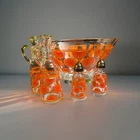 Vintage RARE  Anchor Hocking Orange Burst SALAD SET