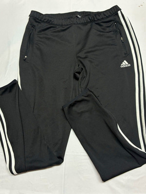 adidas ClimaCool Men's Black Track Pants L Drawstring Zip Pockets 3-Stripes