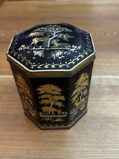 Rare Vintage 1940s, British, Peek Frean, Black & Gold, Octagonal Biscuit Tin