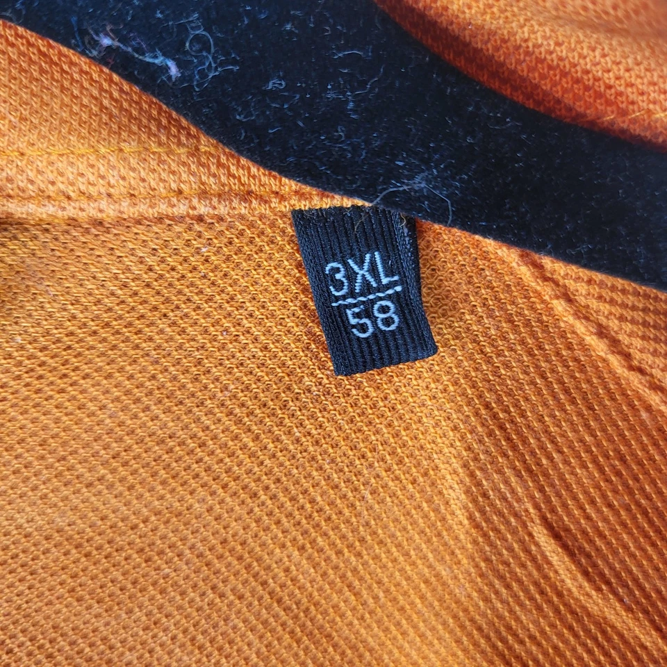 Camisa Polo Zegna Para Hombres 3XL Naranja Piqué Manga Corta Bolsillo Lujo Hecha en Turquía Foto 4 de 4