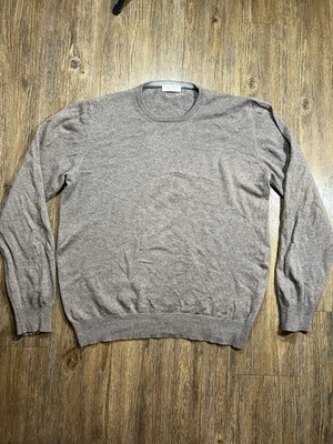 Gran Sasso Mens Brown Cashmere Blend Crewneck Sweater Size 50 Made in Italy