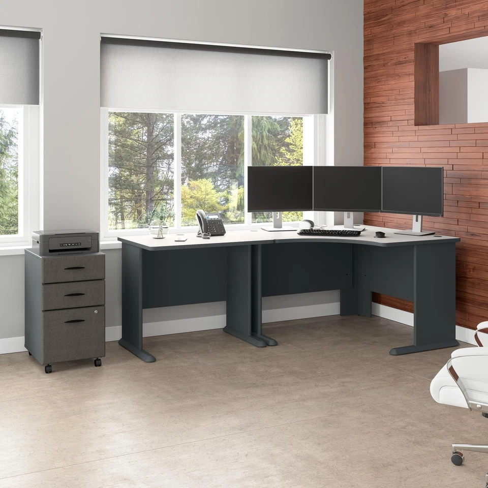 Bush Business Furniture Series A 36W Small Desk in White Spectrum and Slate, ... - Image 3 of 4