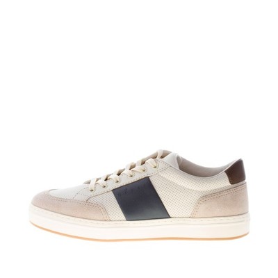 HOGAN Herren Schuhe Sneaker H668 H-TV Leder weiß gepunzt und Wildleder beige blau