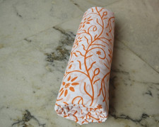 White Orange Hand Block 100 Cotton Fabric 2.5 Yard NO TARRIF CHARGES 100 KK12