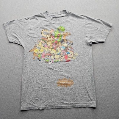 Nickelodeon Men's Medium Gray Short Sleeve Cartoon Characters 1990s T-Shirt