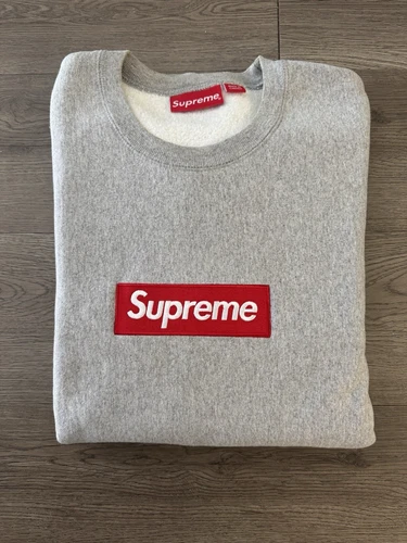 SWEAT SHIRT COL ROND LOGO FW15 SUPREME BOX GRIS CHINÉ TAILLE L Large 2015