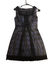Anna Sui for Target Black & Navy Metallic Houndstooth Mini Dress
