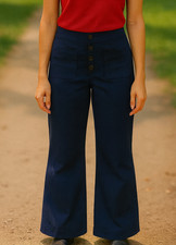 Halara Size L Navy Blue Flex High Waisted Straight Leg Pull-On Pants Pockets