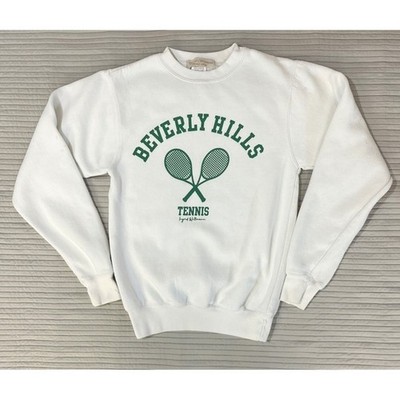 Vtg Ingrid Wittmann Beverly Hills Tennis Sweatshirt White Graphic Womens Sz S