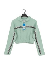 Image of Adidas Women's Hoodie UK 12 Green Graphic 100% Cotton Pullover New with tags