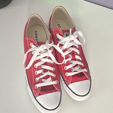 Converse Chuck Taylor All Star Low Top Red Canvas Lace-Up Sneakers Rubber Sole