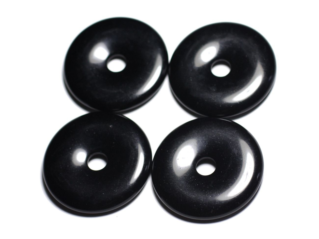 Pendentif obsidienne noire donut 40mm pour harmoniser vos tenues bohèmes chic