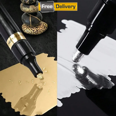 2pc Mirror Marker 2mm DIY Reflectiv Paint Pen Chrome Gold & Silver Liquid Marker