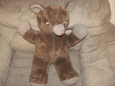 Vintage TEDDY BEAR with Plastic Eyes Red Felt Tongue Plush Stuffed Animal 24"