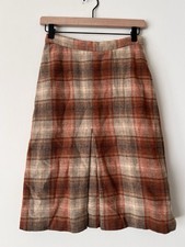 70s Vintage A-line Wool Plaid Lined Skirt Size XS