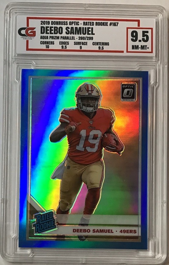 DEEBO SAMUEL 2019 OPTIC RATED ROOKIE AQUA PRIZM🌈 /299 RC 49ERS COMMANDERS MINT