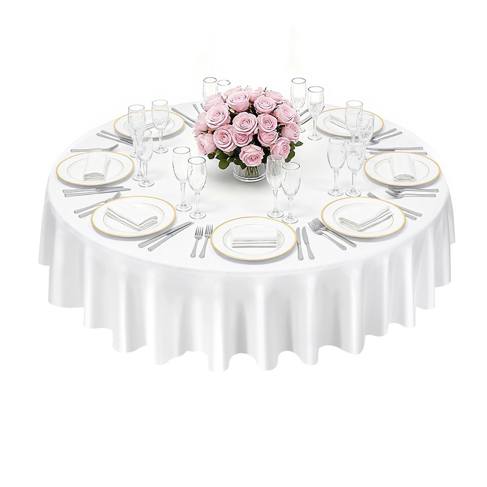 Uimoso 10 Pack 90-Inch Round White Polyester Tablecloths for Weddings ...