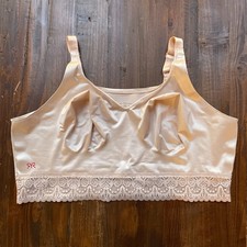 Ruby Ribbon Lace Lux Demiette Color Pale Sz 48 Wireless Molded Cups Comfort VGUC