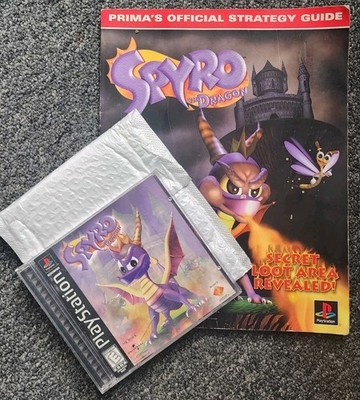 Spyro the Dragon (PlayStation 1 PS1, 1998) CIB Black Label)  & Strategy Guide