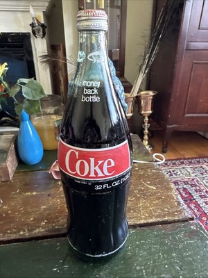 Rare Vintage Coca-Cola/Coke 32oz (1 qt) Glass Bottle w/Red Label 1970's Unopened