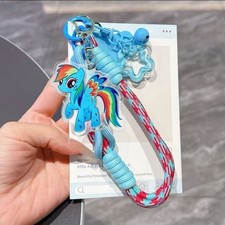 My Little Pony Rainbow Dash Phone Lanyard Charm Braided Rope Keychain MLP Blue