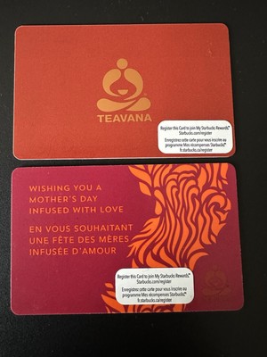 2 x Starbucks Card Canada 2013 ''Teavana'' Serie #6096 #6098 Geschäfte alle geschlossen