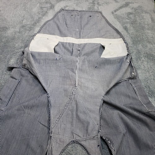 SEARS Hickory Striped Bib Overalls Railroad Conductor Union Made USA Vintage XL - Picture 13 of 15