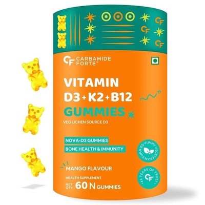 Carbamid Forte Vitamin D3 K2 MK7 & B12 Gummis Mango Geschmack 60 Gummis