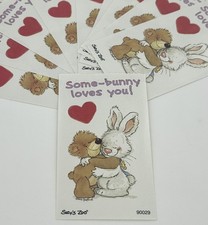 Ten Vintage Suzy  s Zoo Some-Bunny Loves You Themed Collectible Sticker Lot.