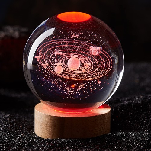 Bola de Cristal Solar Luz Nocturna, Lámpara de Cristal Galaxia 3D de 3,15 Pulgadas con LED Woo... - Imagen 9 de 9